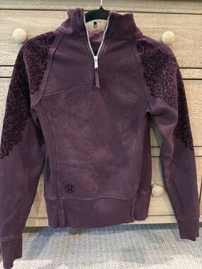 Lululemon Plum Quarter Zip with Velvet Flowers